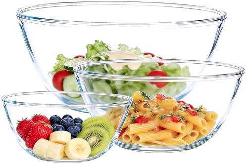 Glass Mixing Bowl Set Of 3（1.1qt 2.8qt 4.7qt）- Large High Brosilicate Mixing Bowls For Kitchen Prepping Serving And Storage - Microwave Dishwasher Oven Safe - Thumbnail 2