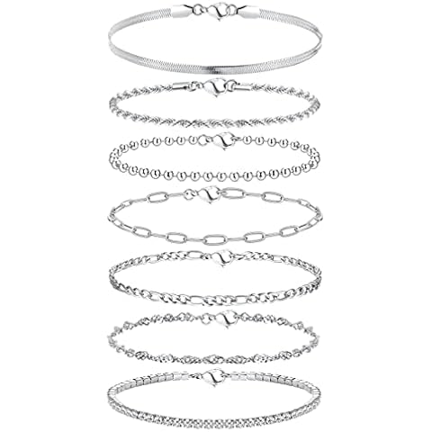 Adramata 7Pcs Pulseras de Cadena para Mujer Cover
