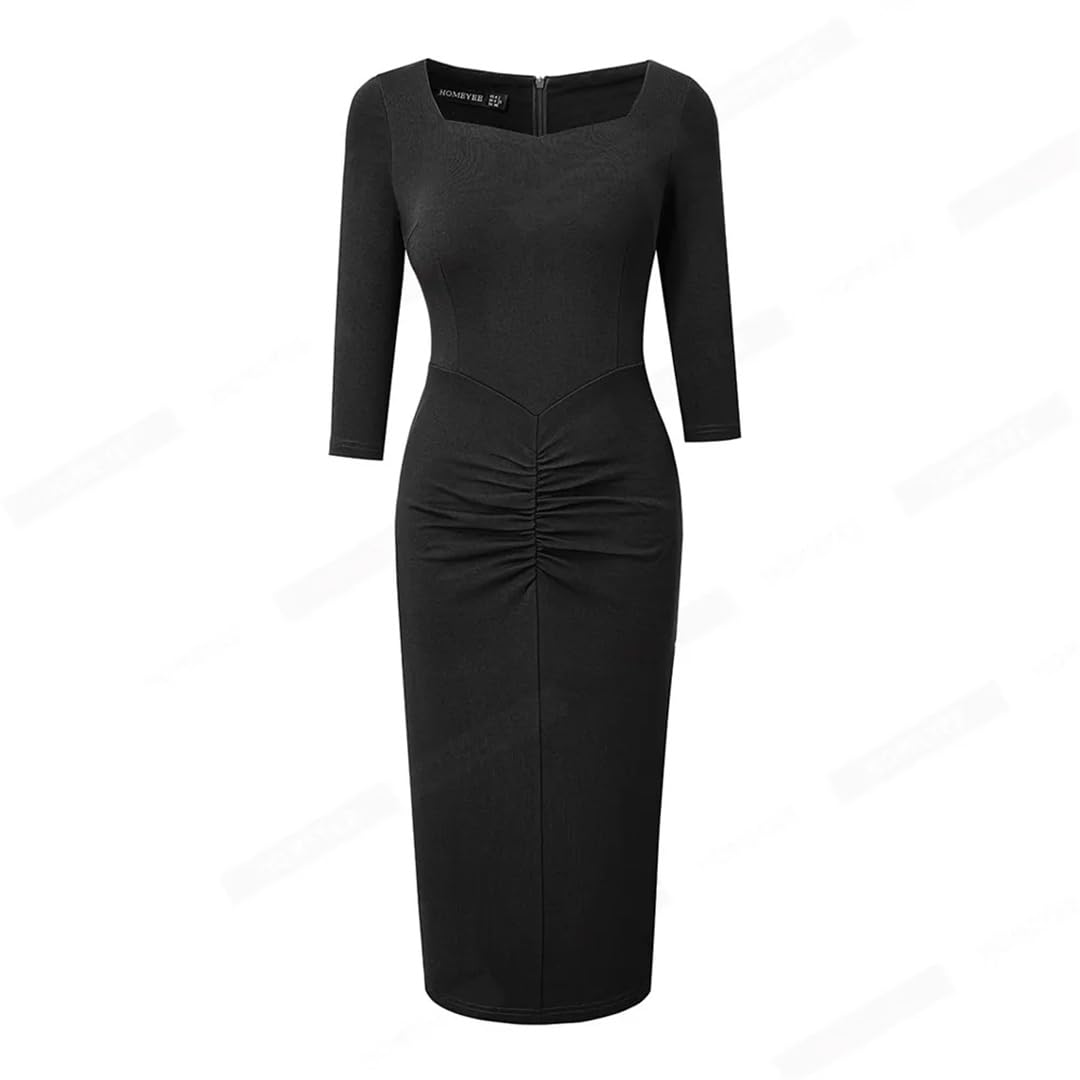 Vestido Ajustado Elegante De Oficina De Negocios Formal Vestido De Color Sólido De Primavera para Mujer