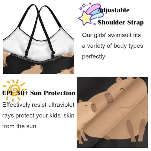 Image of Girls one Piece Swimsuit Summer UPF 50+ Quick Dry Beach Bathing Suit with Straps Swimwear 3-10 Years