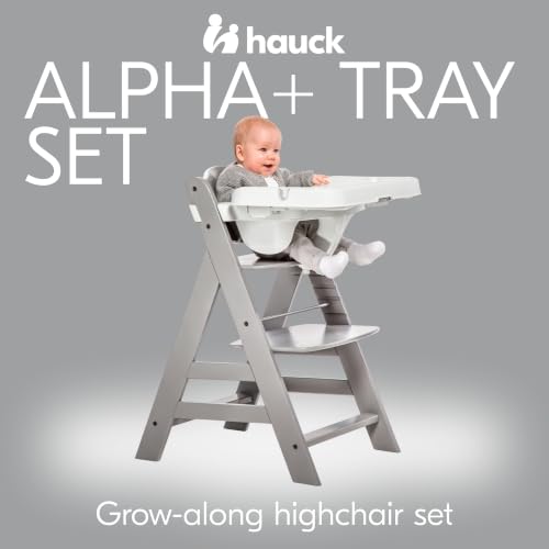 Image of hauck Alpha+ Grow Along Booster High Chair with White Tray Table, Grey