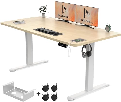 Homall Electric Standing Desk 140x70cm Height Adjustable Desk with USB Charging Sit Stand Desk with Time Reminder Stand up Desk 3 Memory Setting Electric Desk Wire Management Tray,Beige Homall Electric Standing Desk 140x70cm Height Adjustable Desk with USB Charging Sit Stand Desk with Time Reminder Stand up Desk 3 Memory Setting Electric Desk Wire Management Tray,Beige