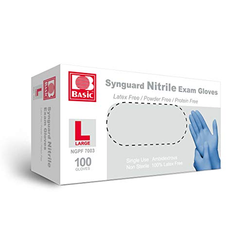 BASiC Medical Blue Nitrile Exam Gloves LatexFree & PowderFree