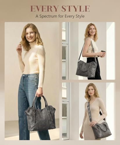 Image of VASCHY Hobo Purse for Women, Two-Strap Set, Easily Converts to Shoulder Bag, Crossbody Bag, or Tote Handbag, Travel Work Bag