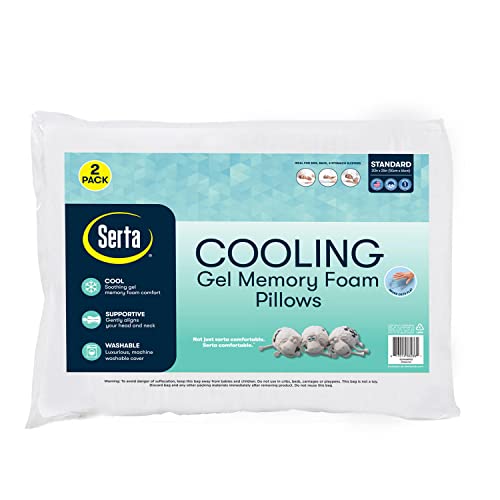 2 Serta Gel Memory Foam Pillow Set of 2 Micro...