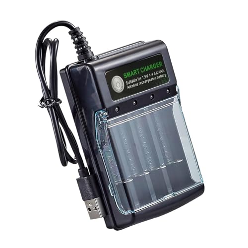 ZUDILYO 1.5V Alkaline Battery Charging Box 4 Slot Sliding Type High Efficiencyand LED Indicators for...