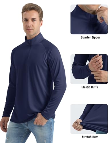 Image of MAGCOMSEN Men's Quarter Zip Pullover Long Sleeve Sweatshirts Fleece Lined Golf Pullover Thermal Gym Workout Tops