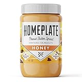 HomePlate Peanut Butter | Honey | Pure Peanut | Made in the USA | Perfect for PB&J sandwiches | Non-GMO | Naturally Gluten Free | No Hydro Oils | Natural Energy + 7g of Protein per Serving | 1 -Pack 16 oz. Jar