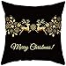AMDXD Fundas Cojines para Sofa 45 x 45, Poliéster Funda Almohada Oro Negro Feliz Navidad Alce