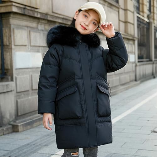 Girl's Long Puffer Down Jacket with Fur Hood Winter Warm Zip Outerwear Coat2