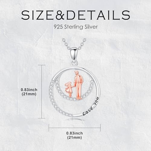 ROMANTICWORK Vater Tochter Kette 925 Sterling Silber Vater Tochter Geschenk Papa Tochters Geschenk Tochters Halskette Schmuck von Papa für Damen Weihnachten