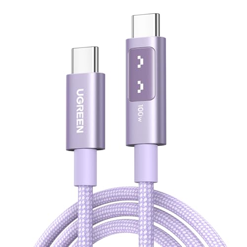 UGREEN Uno USB C to USB C Cable 100W Fast Charging Cable Type C Charging Cord with LED Display for iPhone 17/17 Air/17 Pro/17 Pro Max/16, MacBook Pro/Air, iPad Pro/Air, Galaxy S25 Ultra 3.3F