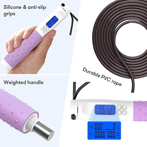 Image of Jump Rope, Weighted Jump Rope for Fitness, Skipping Rope with Counter - Heavy Handles, Adjustable Length - Cordless Jumping Rope for Men Women Kids Fitness Exercise Training