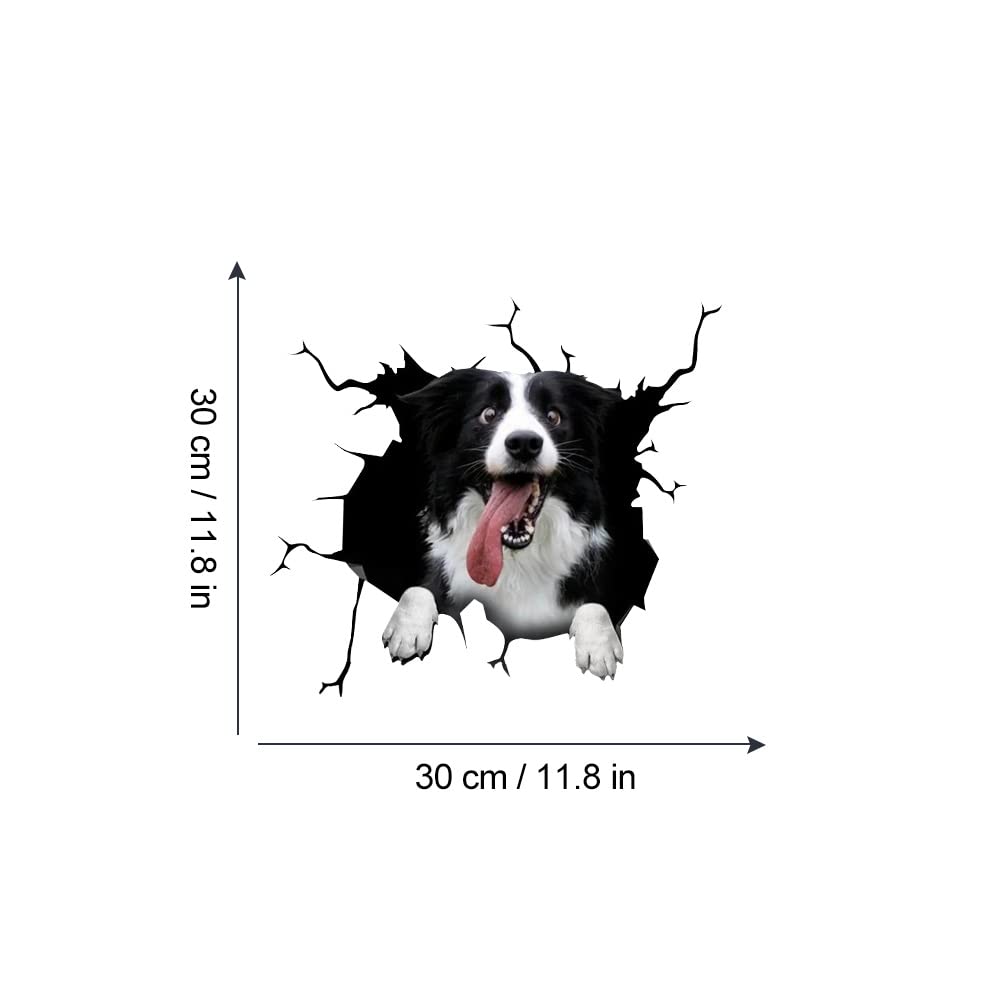 Cute Border Collie Crack 3D naklejka samochodowa, szyba SUV-a, spersonalizowana dekoracja, nadaje się również do lodówki, toalety, notebooka