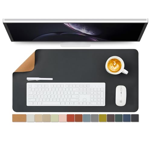 Cork Desk Mat - Dual-Sided Desk Pad for Office and Home - Desk Organization and Accessories - Ideal for Large Mouse Pad and Desk Mats on Top of Desks(Black 27.6x 13.8)