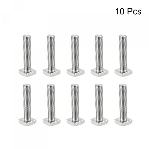 Image of uxcell Square Head Bolt, 10pcs M6x30mm Fully Thread 304 Stainless Steel Grade C Square Machine Screws