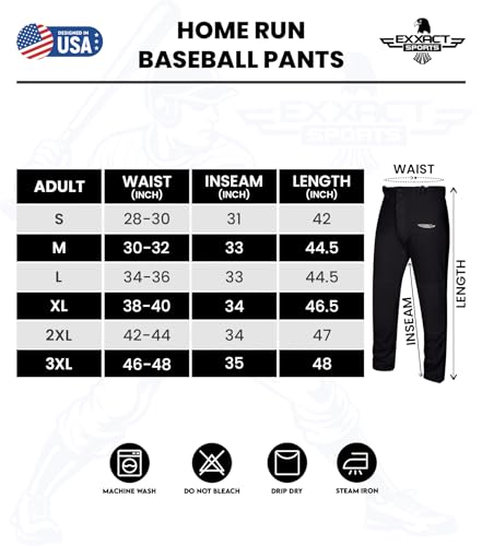 Exxact Sports Calça de beisebol masculina Home Run – Comprimento total, ajuste semirelaxado, calça d