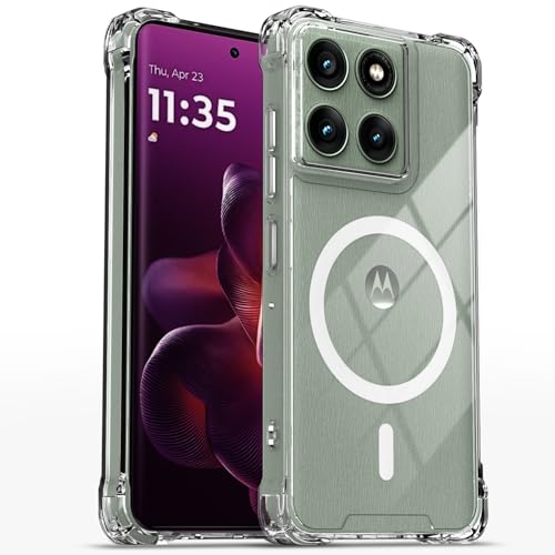Image of Outlouders Back Cover for Motorola Moto Edge 60 Pro 5G Mag-Safe Transparent PC + TPU Bumper Case with Magnetic Support Shockproof Protection (Transparent Mag-Safe)