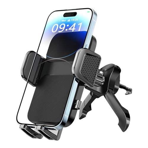 Brencco Soporte Movil Coche Universal del Aire Ventilación, 360° Rotación Suporte Telemovel Carro, Gancho Metálico, Operación Sola Mano con Móviles 4.0''-7.0''