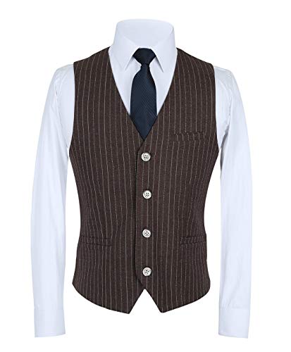 Men's Pinstripe 3 Pieces Suit Slim Fit Stripe Notch Lapel Jacket Tuxedo2