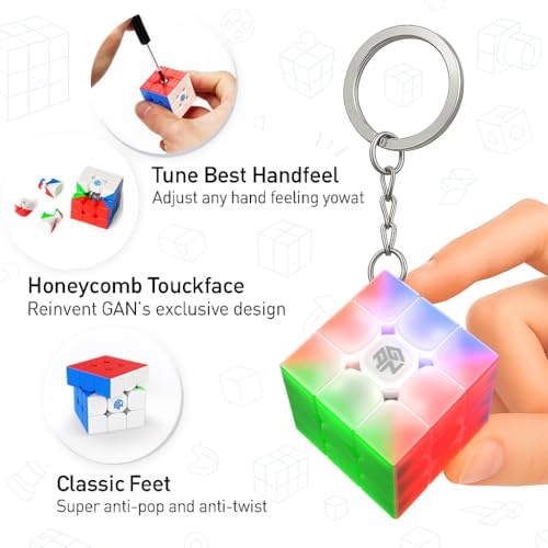 Image of CuberShop GAN 330 Mini Keychain Speed Cube (10th Anniversary Special Version), GAN Cube 3X3 Tiny Collectibles Key Rings Cute Cube Pocket Size GAN330 Keychaincube 10 Anniv