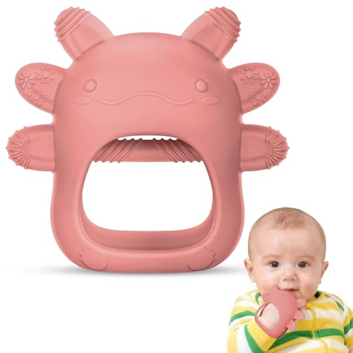 Vicloon Gant Dentition Bebe, 1PCS Gants de Dentition Prise Facile, Anneau de Dentition en Silicone, Jouet Doux Sans BPA Pour Bébés Garçons et Filles Cadeaux