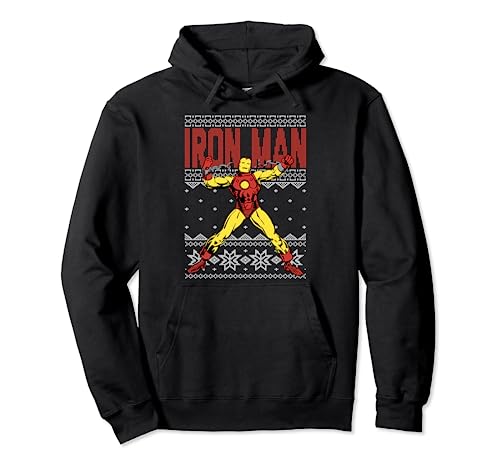 Image of Marvel Iron Man Retro Ugly Christmas Pullover Hoodie