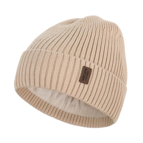 Image of Wmcaps Warm Beanie for Men Women, Fleece Lined Beanie Warm Winter Caps Unisex Fashion Knit Cuffed Cap