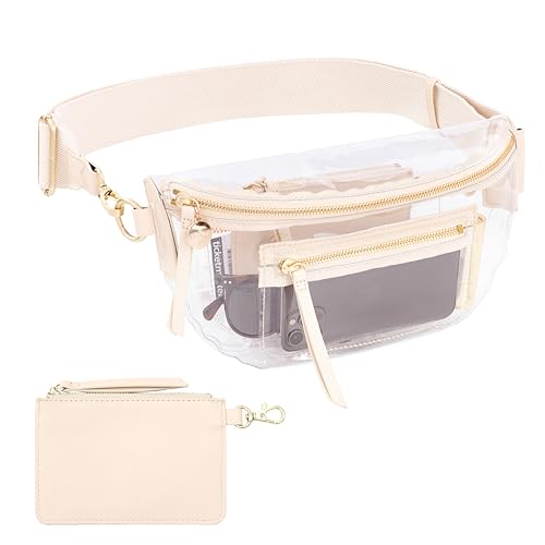 Clear Fanny Pack for Women- Fashionable Clear Bag for Stadium Events w/Privacy Pouch - Lightweight See-Through Bag - Stadium Approved Portable Belt Bags for Events