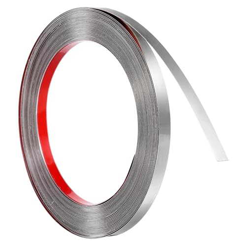 Moldura de pared autoadhesiva de acero inoxidable cepillado para bordes plateados 12m 2