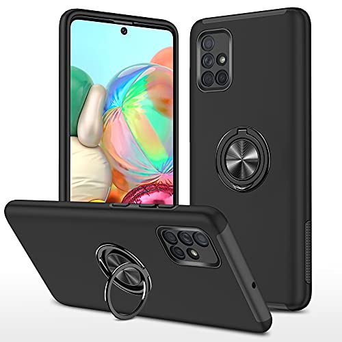 Coque Samsung Galaxy A51 antichoc en silicone PC TPU noir avec anneau