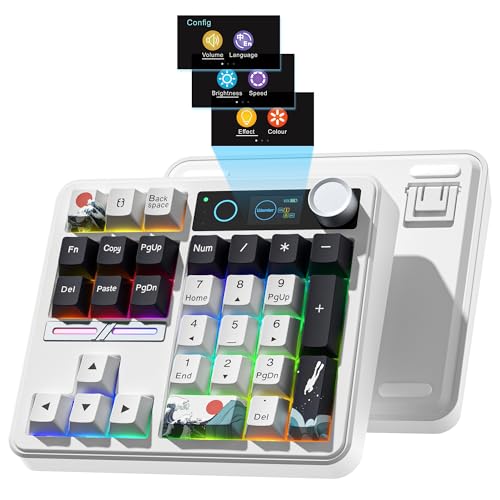 Womier SK30 ワイヤレスメカニカルテンキー、BT/2.4GHz/USB有線対応、ホットスワップ、RGBバックライト、ガスケット構造、PBTキーキャップ、画面とノブ付き、Windows/Mac対応