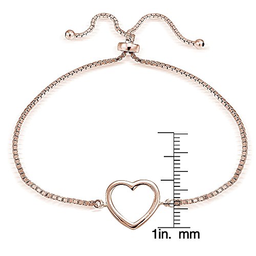 Image of Hoops & Loops Sterling Silver Open Heart Polished Adjustable Bracelet