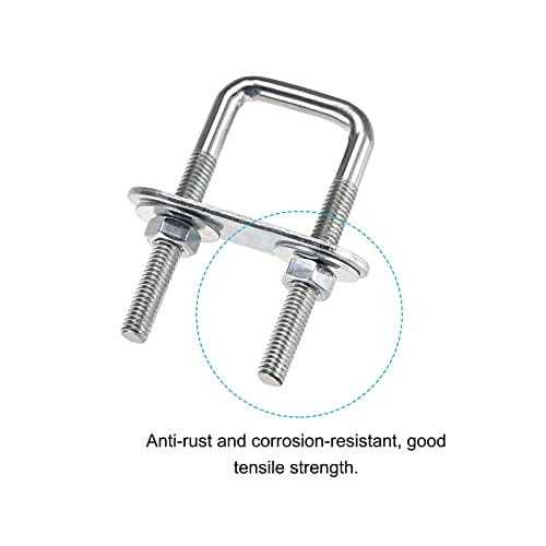 Image of METALLIXITY U Bolts 2 Sets (M6x20x50mm), Square U Bolt Carbon Steel with Accessories - for Construction, Pipe
