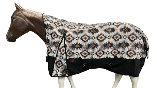 Image of 1200 Denier Horse Rain Sheet (Waterproof /Breathable & Wind Proof Turnout Sheet) Horse Breathable Rainsheet (Aztec-Beige, 72)