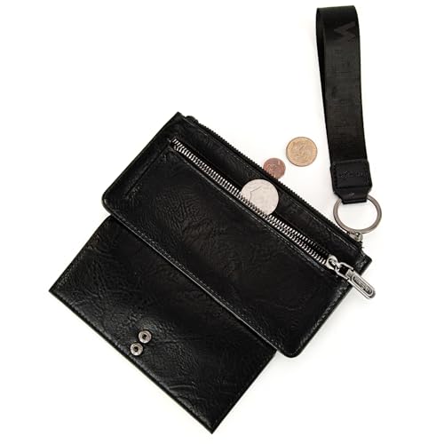 Image of Montana West X Wrangler Black Minimalist Wallet for Women Ladies Female Card Cases & Money Organizers Wristlet with Wallet Large Clutch with Coin Purse Smooth Zipper and Rfid Lining