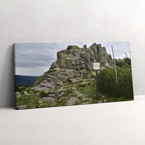 Peinture sur toile art mural 120x60cm tableau paysage montagne Karkonosze