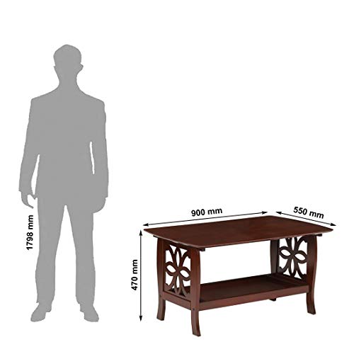 Image of Woodness Odron Solid Wood Coffee Table (Mahogany Finish, Brown)