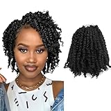 Wudas Short Passion Twist Hair 6 Inch Pre-twisted Passion Twists Crochet Hair Natural Black Pre-looped Synthetic Crochet Braids (8 Packs,1B)