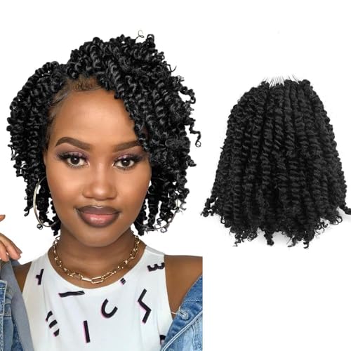 WUDAS Pre-twisted Passion Twist Crochet Hair for Black Women 6 Inch 1B