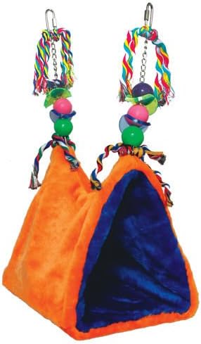 Parrot Happy Hut Pet Cozzy Cage Snuggle Tent Bunk Hammock Bird Toy Craft Cages (Large, Orange)