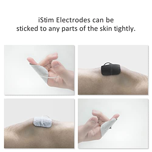 Istim Super Soft 2"X2" Tens Unit Electrodes For Tens Massage Ems Unit/Muscle Stimulator - 100% Japanese Gel - 16 Pieces Reusable Electrode Pads (2"X2"- 16 Pieces - Black) #TOP4