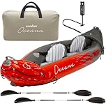 2 Person Inflatable Kayak – Includes Paddles, Pump & Carry Bag – Blow Up 2 Man Double Seater Kayak for Adults - Ideal for Beginners, Sea, Lakes & Rivers – 180kg Capacity – L312cm x W91cm (Red)