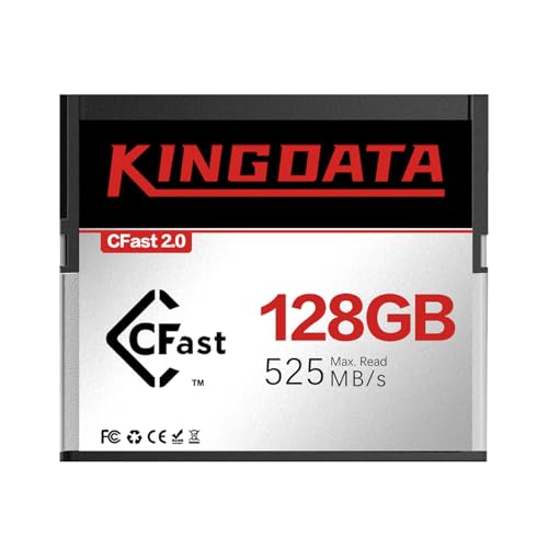 KINGDATA 128GB CFast 2.0 �������[�J�[�h ���� 4K�r�f�I&HD�^��p �v���t�F�b�V���i���J�����Ή�