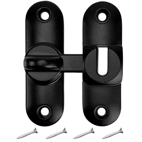 MCSDFN 90/180 Degree Barn Door Lock, Black Zinc Alloy Flip