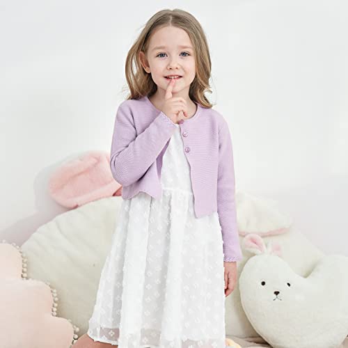 Image of Girls' Long Sleeve Knitted Bolero Cardigan Kids Button Closure Shrug Sweaters Cropped Jacket Cover Up Tops