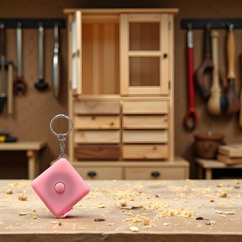 Cinta métrica portátil cuadrada rosa mini compacta telescópica miniatura 3