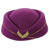 [NUOLUX] スチュワーデスの帽子 スチュワーデス供給 女性スチュワーデス帽子 パーティー 立つ 装飾を聞く スチュワーデス コスプレ衣装 ウールのような生地 紫の,Purple
