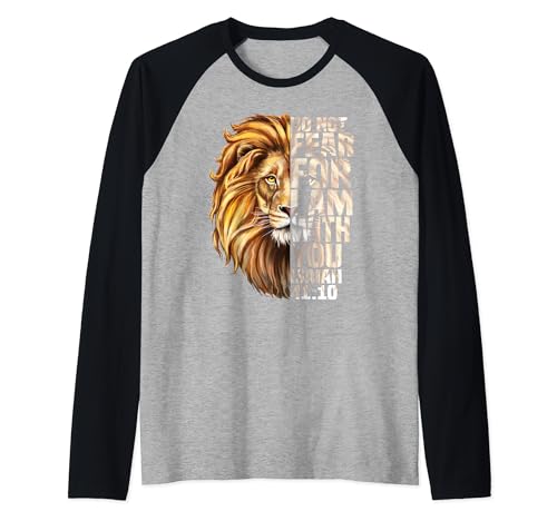Christian Bible Verse Isaiah 41:10 Lion Of Judah Maglia con Maniche Raglan