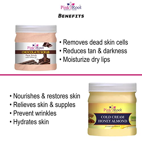 Image of Pink Root Chocolate Scrub 500gm with Honey Almond Cold Cream 500gm